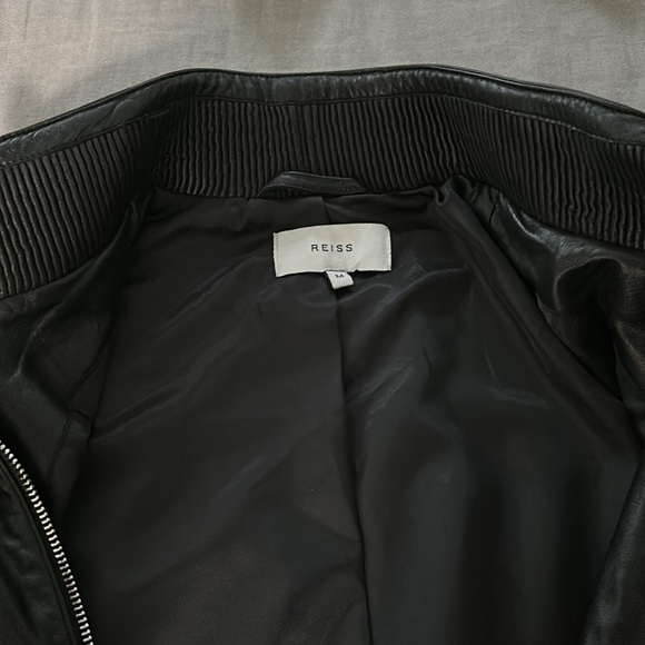 Reiss Harris Leather Bomber Jacket - Picture 2 of 3